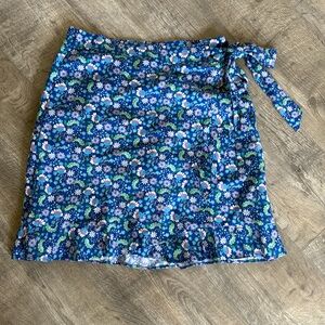 Ann Taylor Loft Blue Floral Wrap Skirt